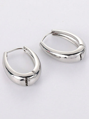 1pair Elegant Ellipse Shaped Hollow Out Teardrop Stud Earrings shein