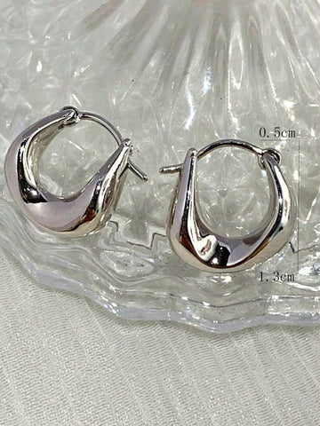 1pair Elegant Ellipse Shaped Hollow Out Teardrop Stud Earrings shein