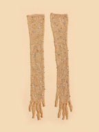 1pair Fashionable European And American Style Sparkly Rhombus Netting Gloves For Party shein