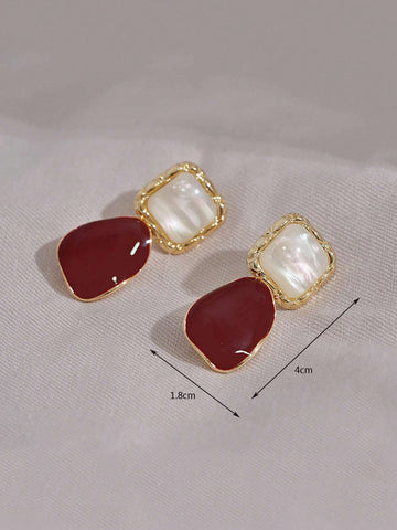 1pair Fashionable Zinc Alloy Square Drop Earrings For Women shein