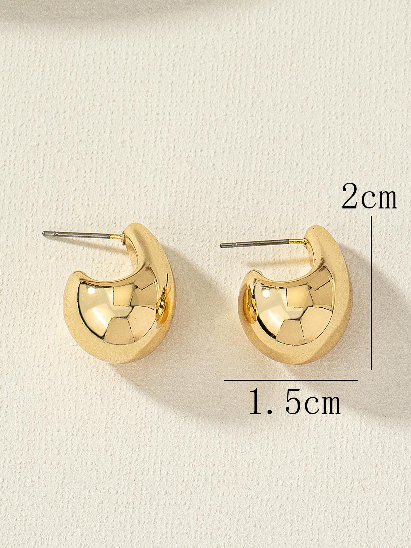 1pair Simple & Luxurious Silver Arc-shaped Earrings shein