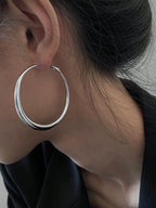 1pair Simple Luxury Fashionable Round Plain Earrings shein