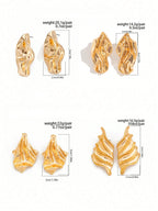 1pair Vintage Asymmetrical Abstract Metal Leaf Drop Earrings