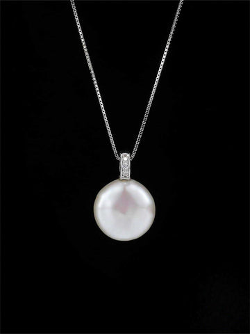 1pc Fashion Cubic Zirconia Decor Cultured Pearl Sterling Silver Pendant Necklace shein