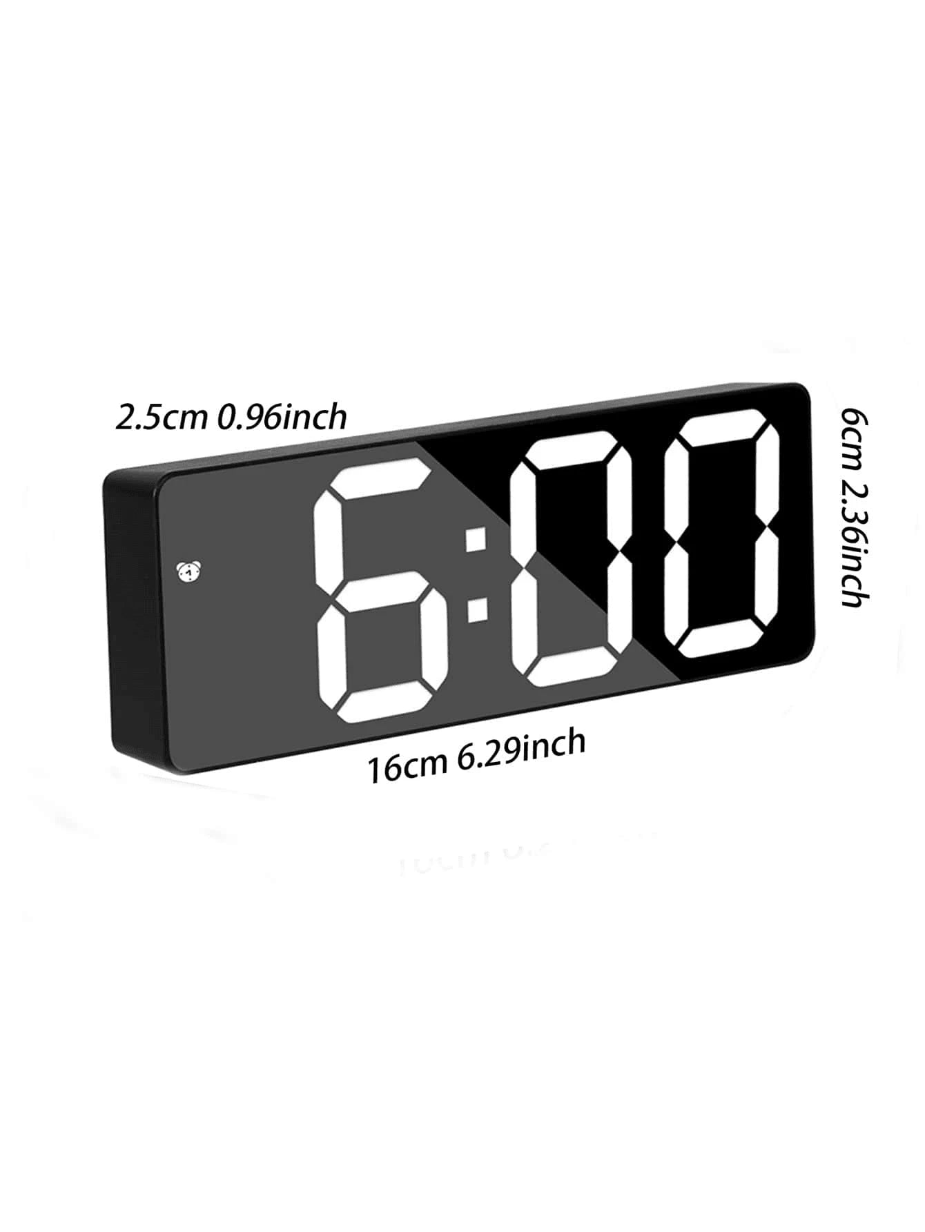 1pc Led Mirror Table Alarm Clock shein