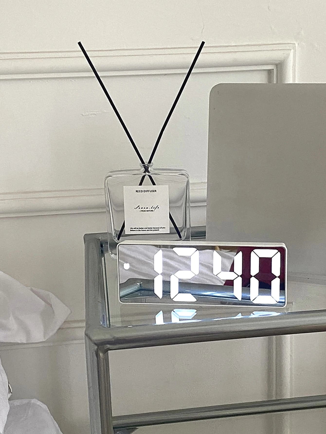 1pc Led Mirror Table Alarm Clock shein