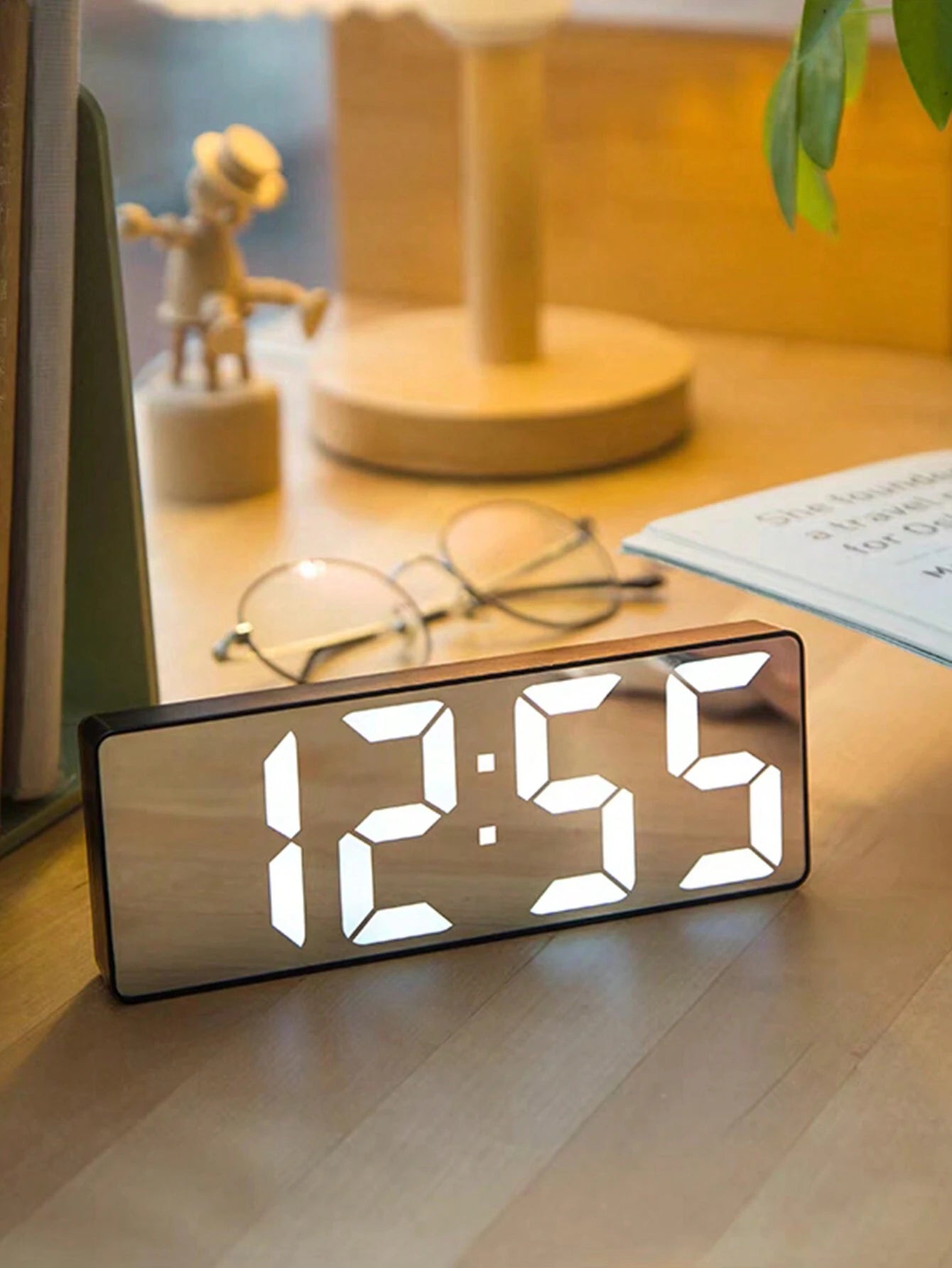 1pc Led Mirror Table Alarm Clock shein