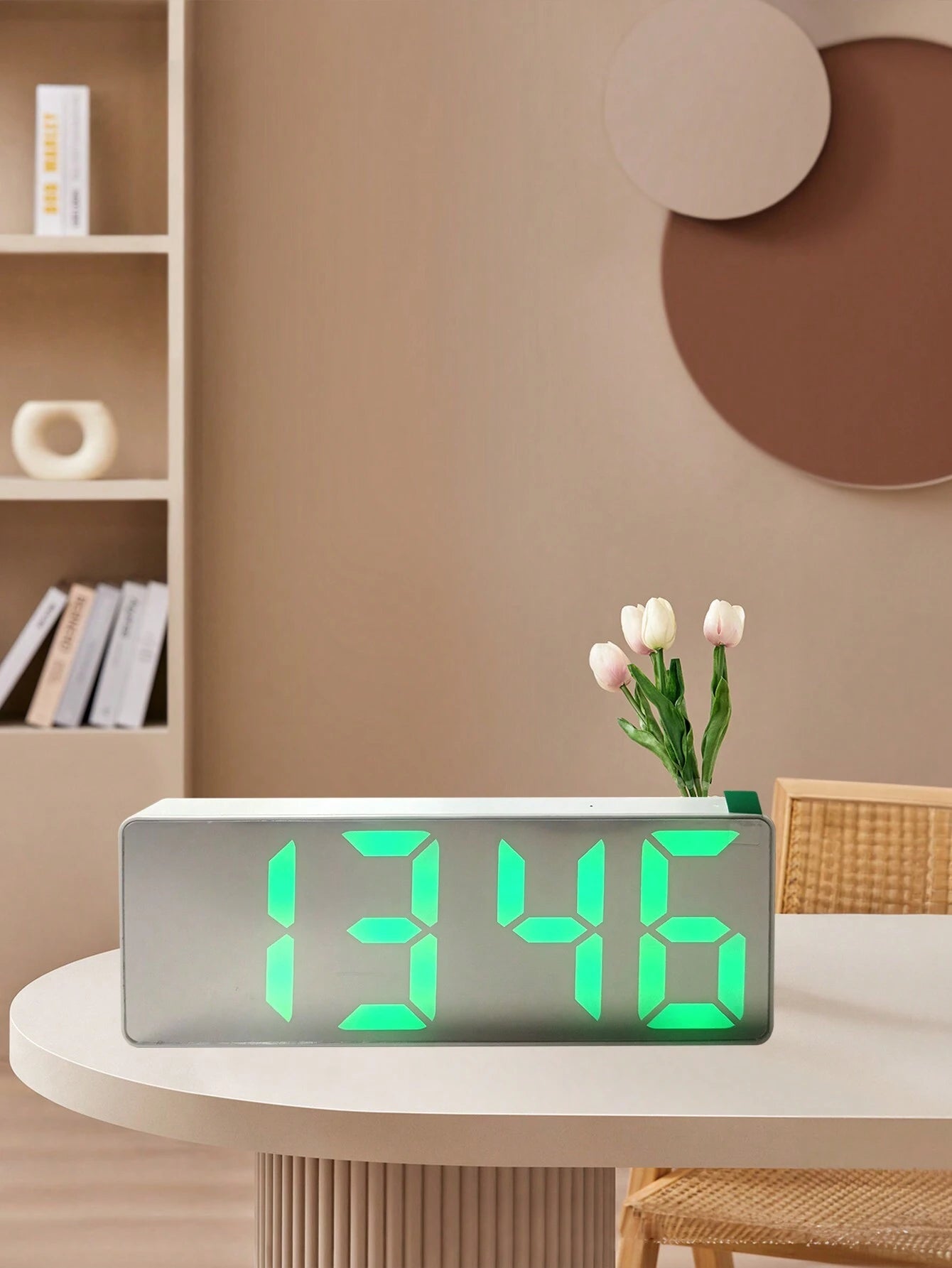 1pc Led Mirror Table Alarm Clock shein