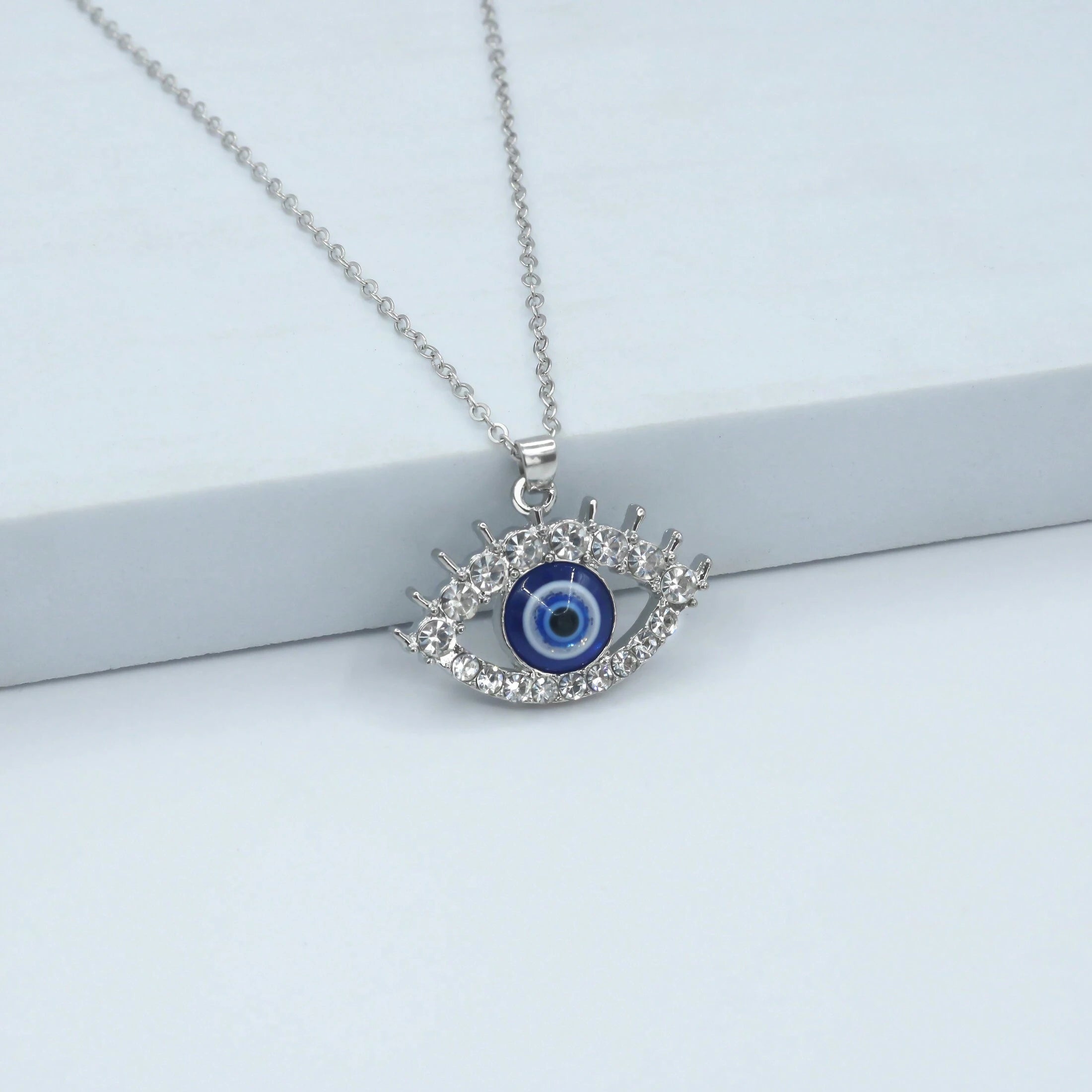 1pc Silver-color Turkish Blue Evil Eye Necklace shein