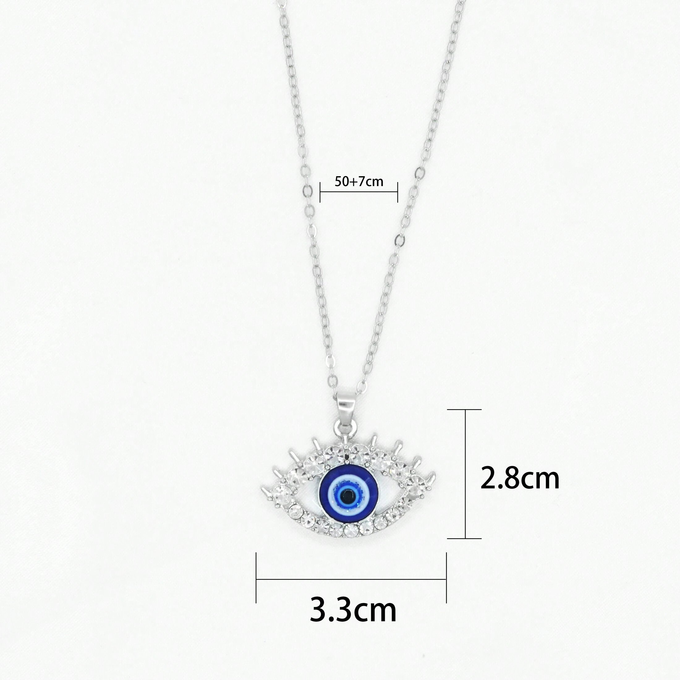 1pc Silver-color Turkish Blue Evil Eye Necklace shein