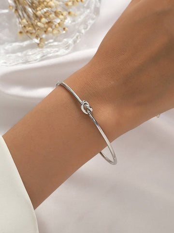 1pc Simple Circle & Flat Opening Design Personalized Fashionable Luxurious Bracelet shein