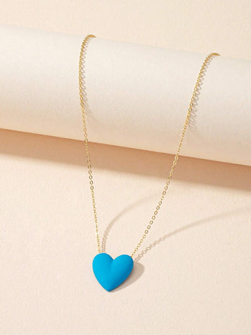 1pc Simple Heart Shaped Pendant Necklace shein