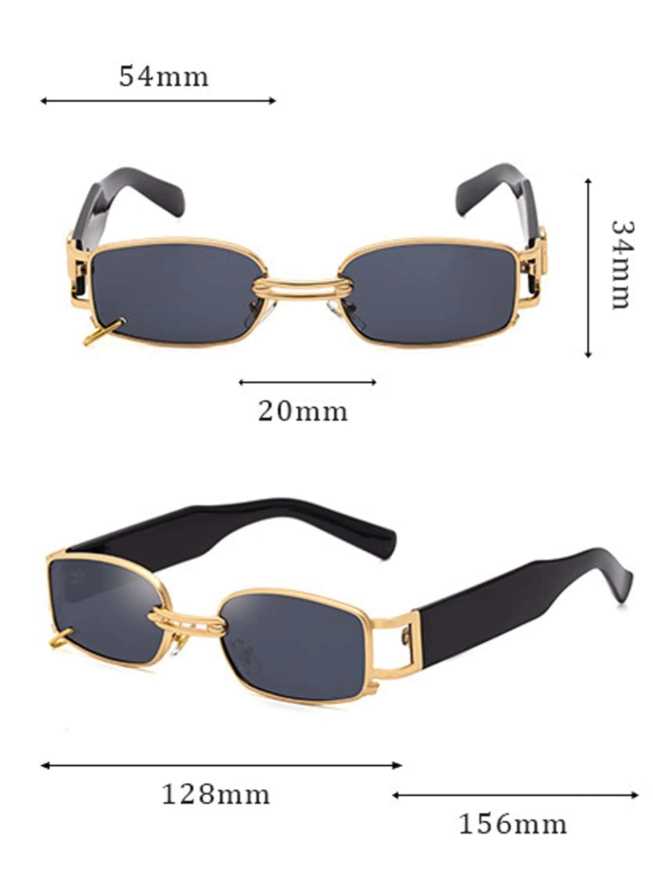 1pc Small Frame Metallic Square Unisex Glasses With Ring Buckle shein