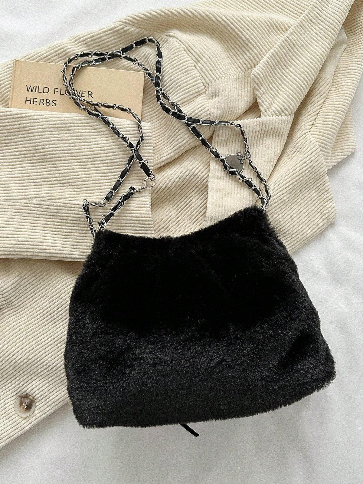 1pc Solid Color Bowknot Decor Pu Leather Women's Shoulder Bag shein