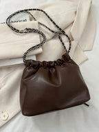 1pc Solid Color Bowknot Decor Pu Leather Women's Shoulder Bag shein