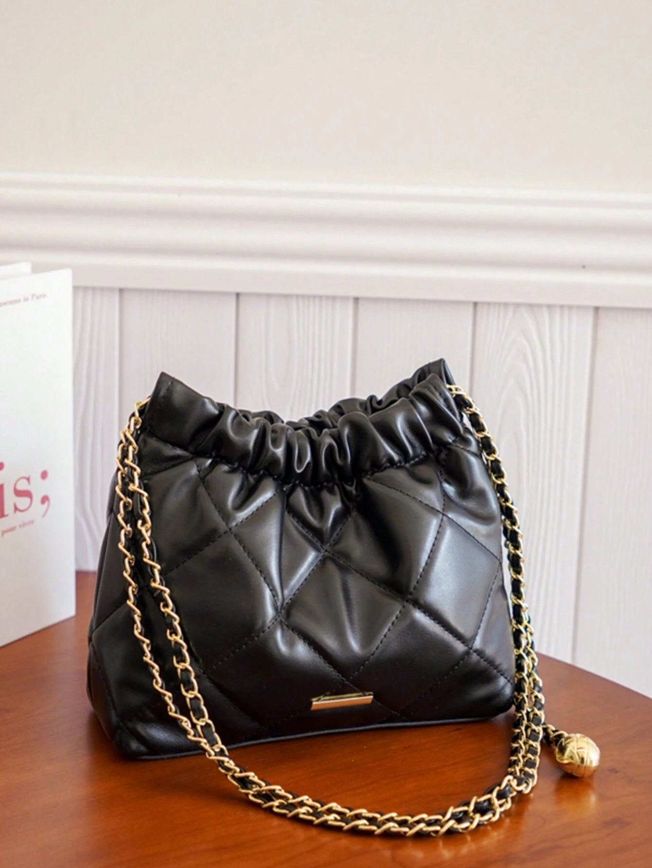 1pc Solid Color Bowknot Decor Pu Leather Women's Shoulder Bag shein