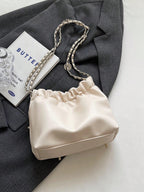 1pc Solid Color Bowknot Decor Pu Leather Women's Shoulder Bag shein