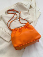 1pc Solid Color Bowknot Decor Pu Leather Women's Shoulder Bag shein