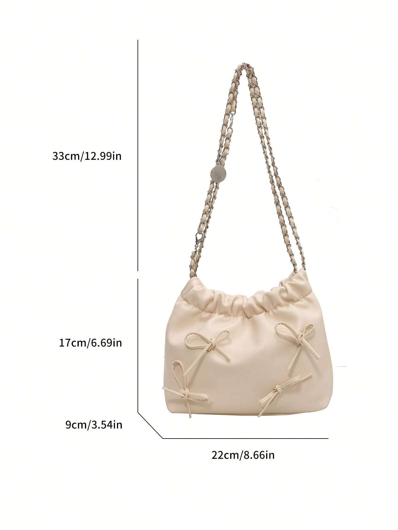 1pc Solid Color Bowknot Decor Pu Leather Women's Shoulder Bag shein