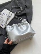 1pc Solid Color Bowknot Decor Pu Leather Women's Shoulder Bag shein