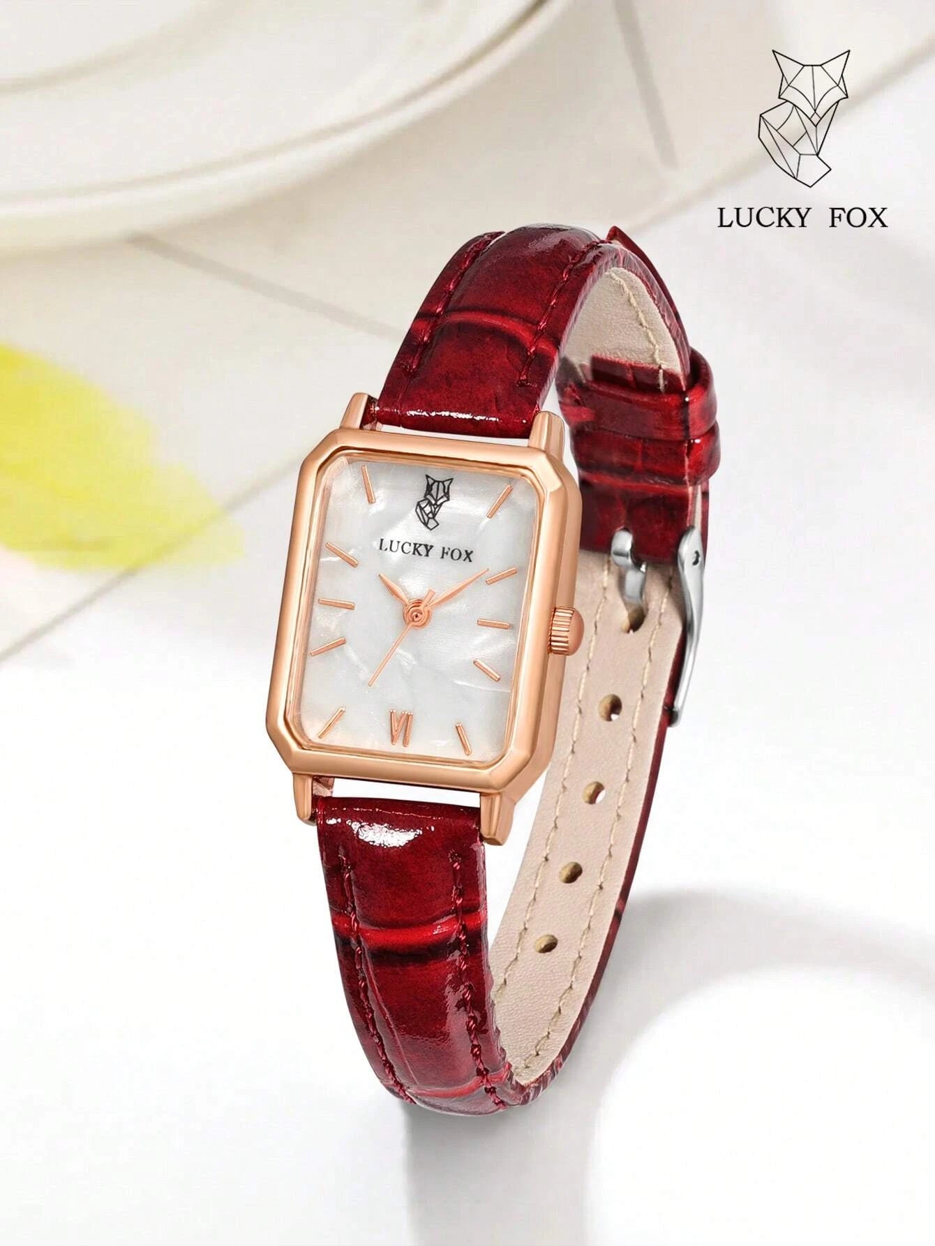 1pc Women Crocodile Embossed PU Strap Fashion Square Dial Quartz Watch shein