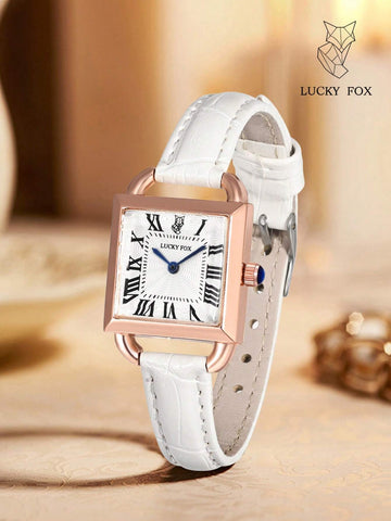 1pc Women Crocodile Embossed PU Strap Fashion Square Dial Quartz Watch shein