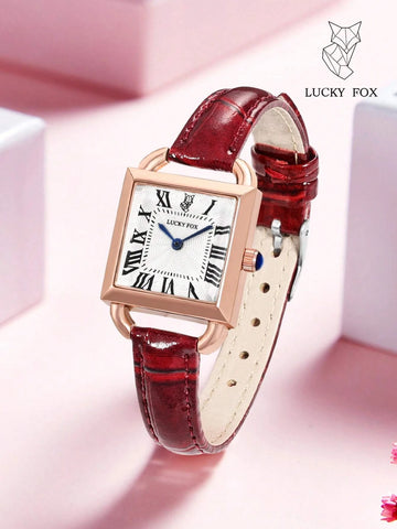 1pc Women Crocodile Embossed PU Strap Fashion Square Dial Quartz Watch shein