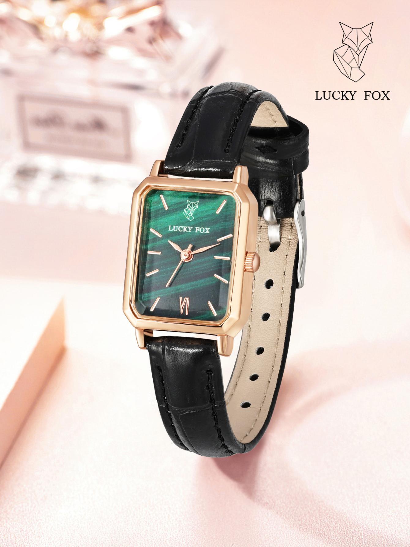 1pc Women Crocodile Embossed PU Strap Fashion Square Dial Quartz Watch shein