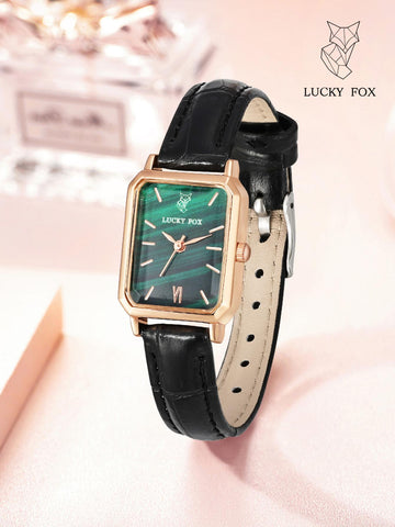 1pc Women Crocodile Embossed PU Strap Fashion Square Dial Quartz Watch shein