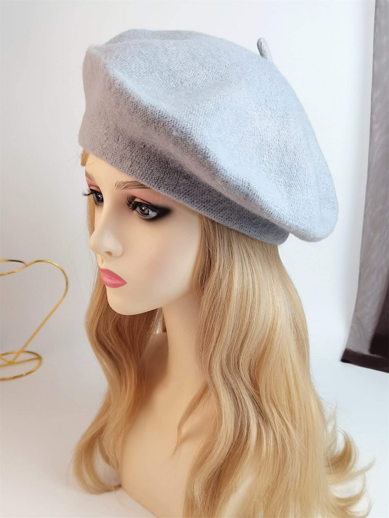 1pc Women's Fashion Knit Beret With Vintage Solid Color Painter Hat shein