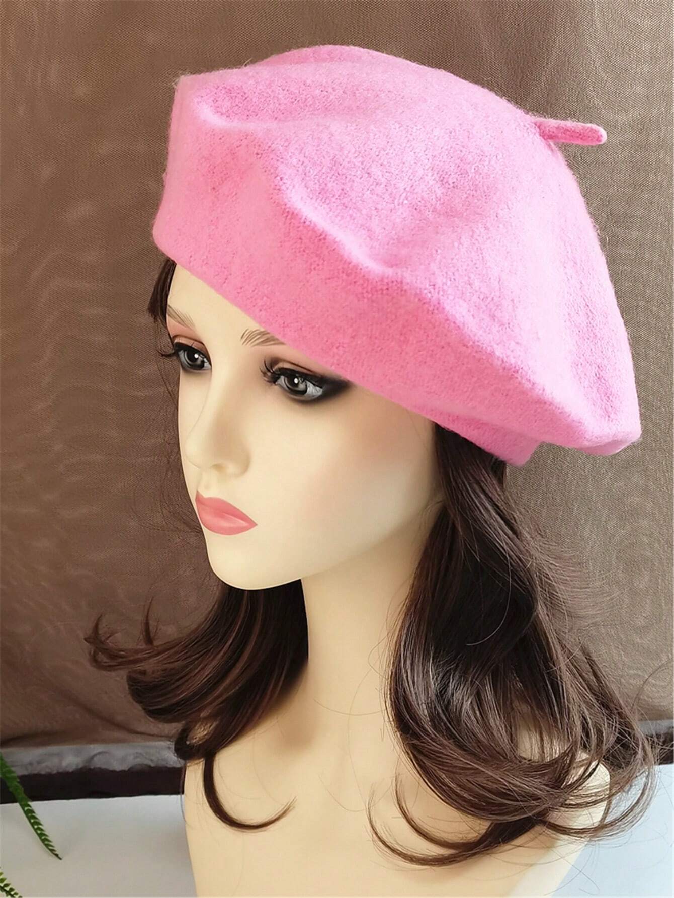 1pc Women's Fashion Knit Beret With Vintage Solid Color Painter Hat shein