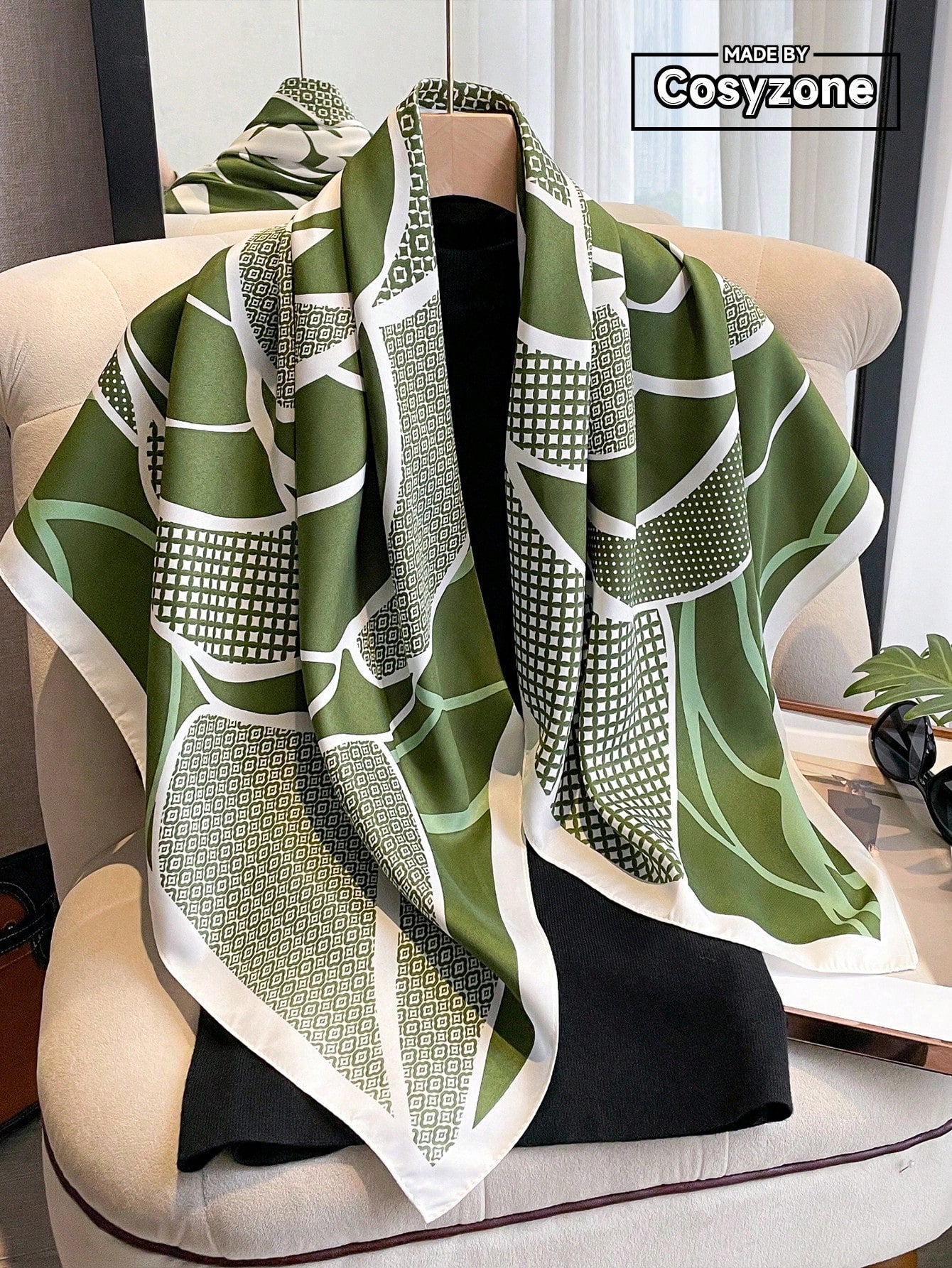 1pc Women's 90D Twill Elegant Minimalist Printed Scarf shein