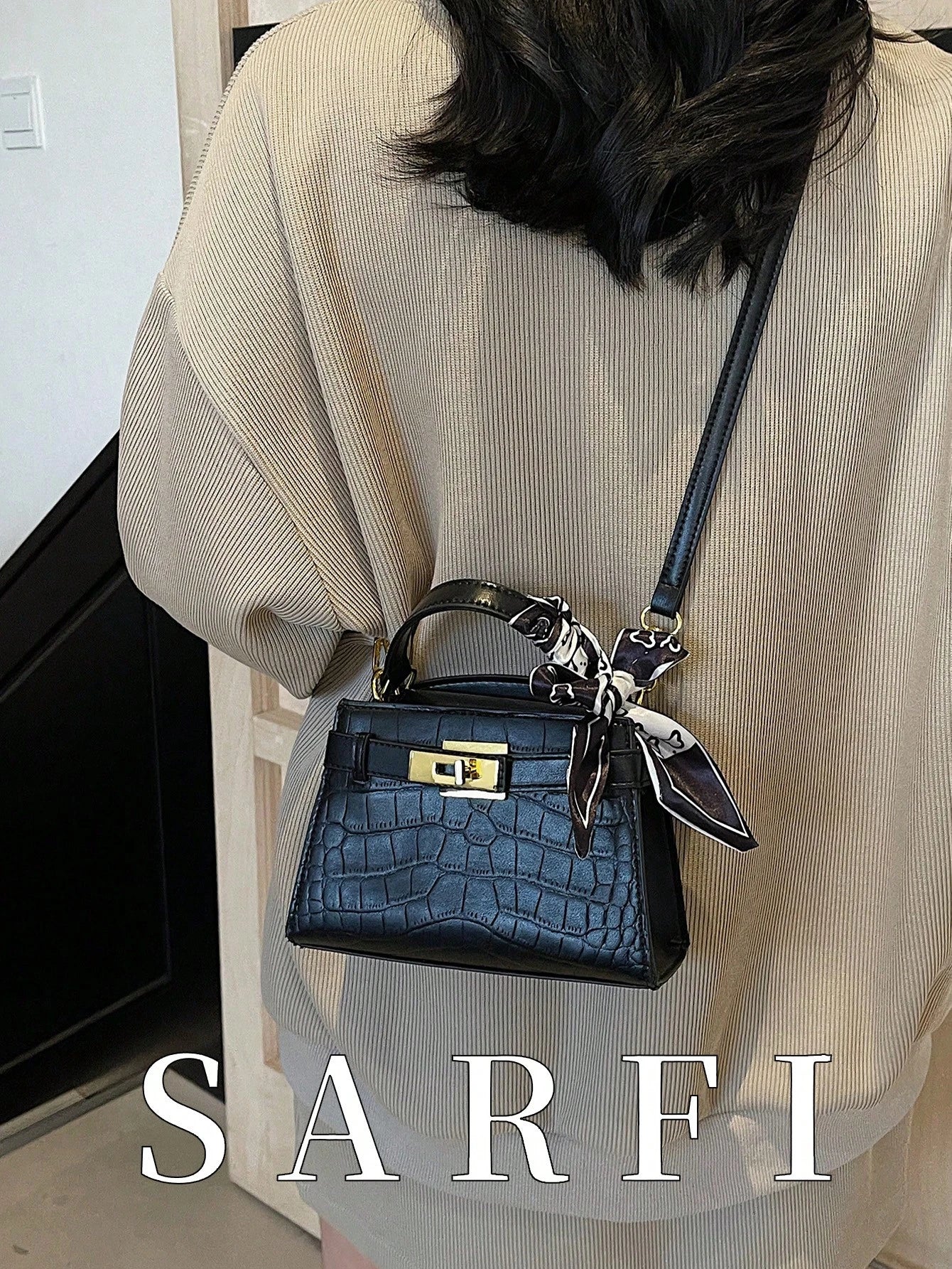 Fashionable High-End Litchi Grain Women's Handbag