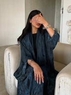1pc Elegant Casual Chiffon Printed Open Front Long Robe Abaya shein