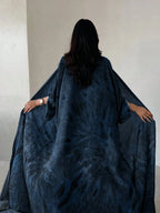 1pc Elegant Casual Chiffon Printed Open Front Long Robe Abaya shein