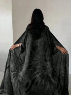 1pc Elegant Casual Chiffon Printed Open Front Long Robe Abaya shein