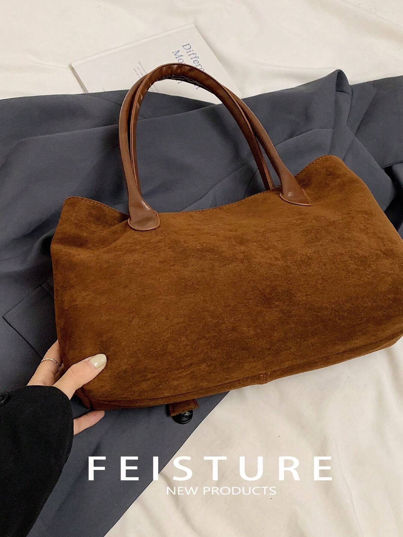 FEISTURE 1pc Spring & Summer Fashion Patchwork Denim Hand Bag shein