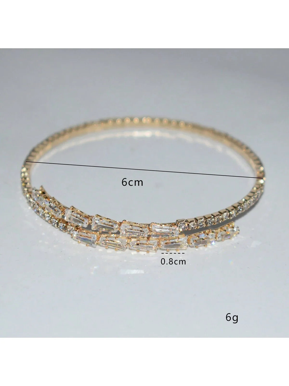 1pc Fashion Cubic Zirconia Decorated Open Cuff Bracelet shein
