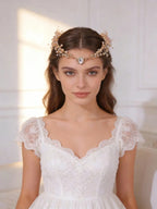 1pc Women's Forest Fairy Lavender & Green Crystal Hair Accessory With Leaves Decor shein