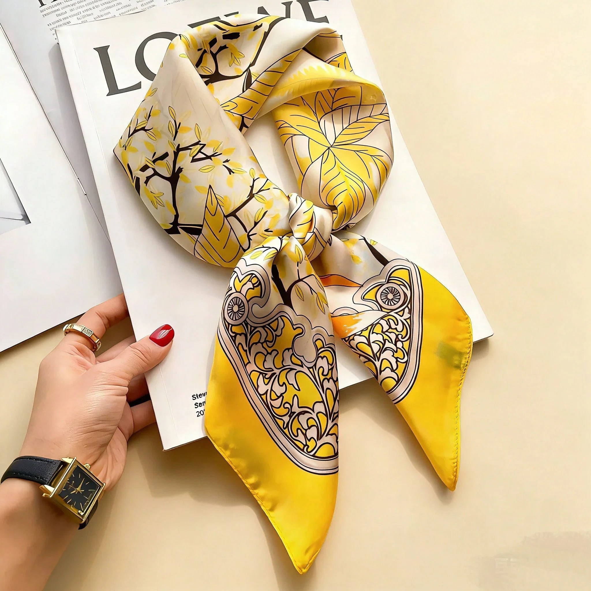 1pc Silk-Like Printed Neckerchief shein