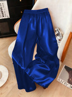 1pc Solid Color Woven Fabric Drawstring Waist Pants