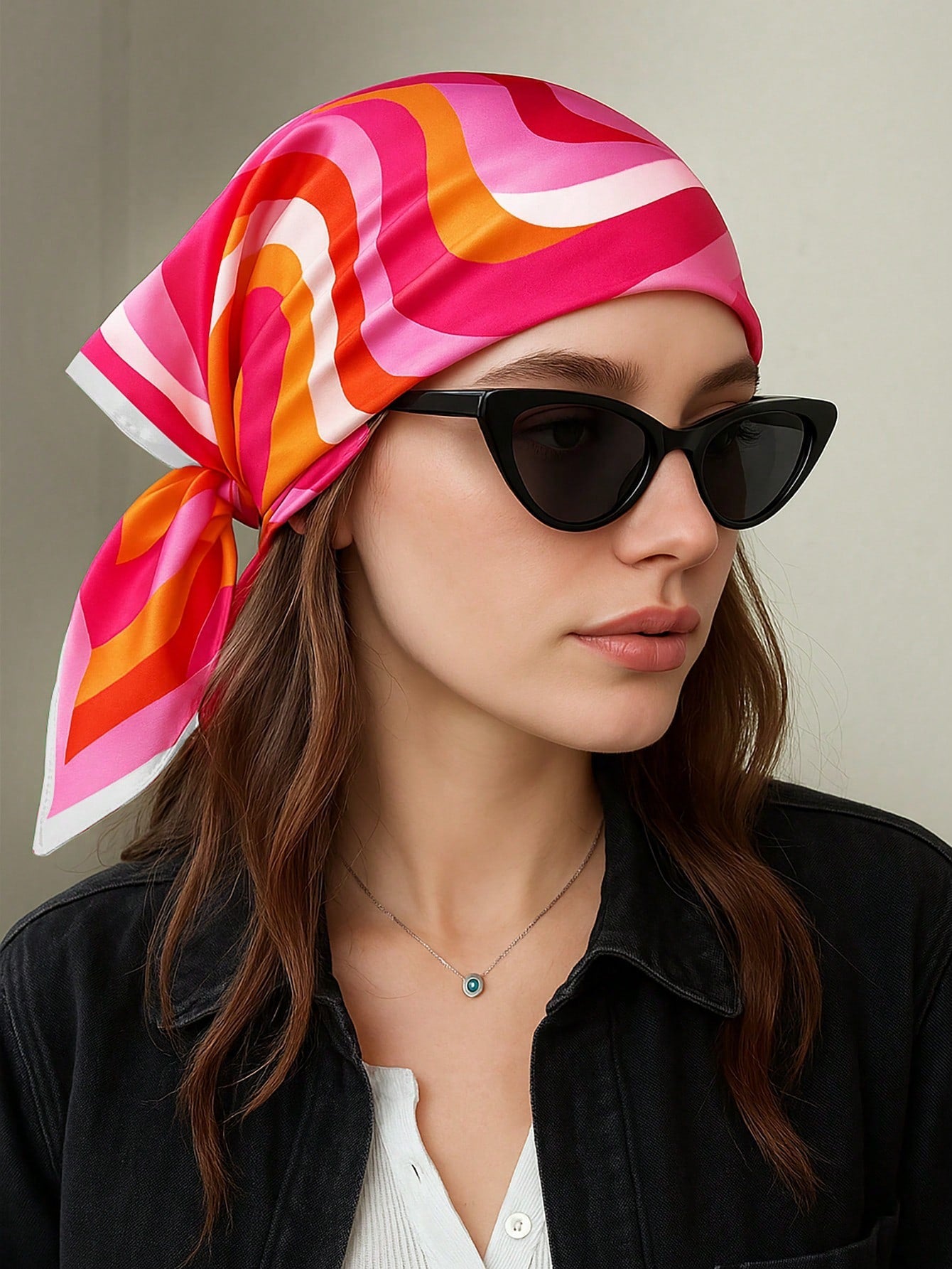 Square Silk Scarf With Lemon Print shein