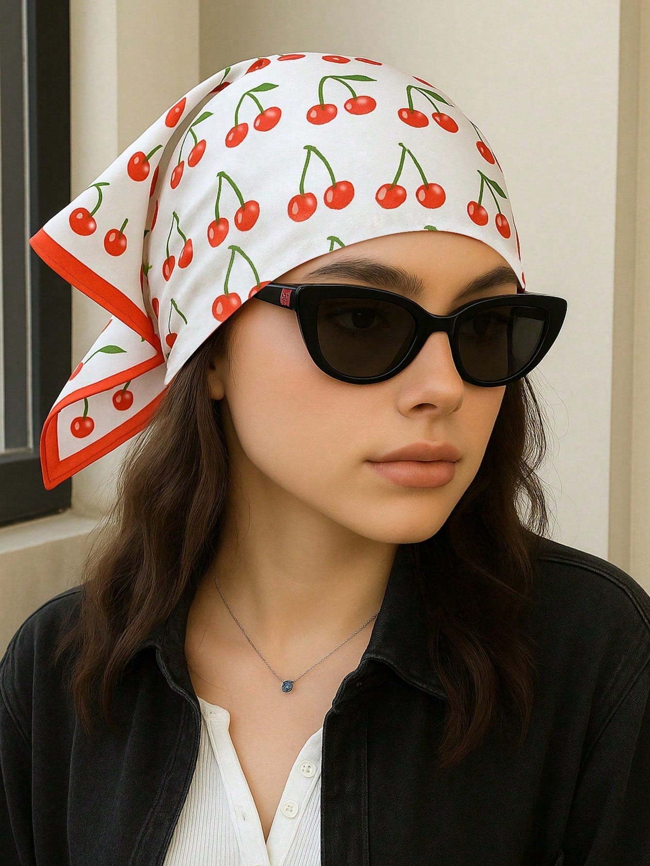 Square Silk Scarf With Lemon Print shein