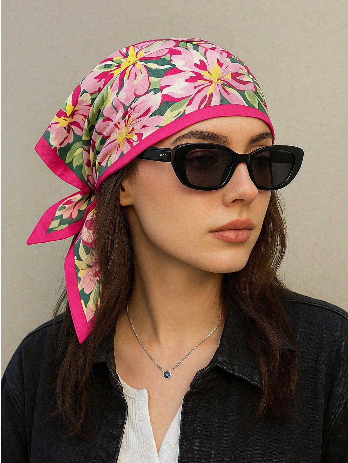 Square Silk Scarf With Lemon Print shein