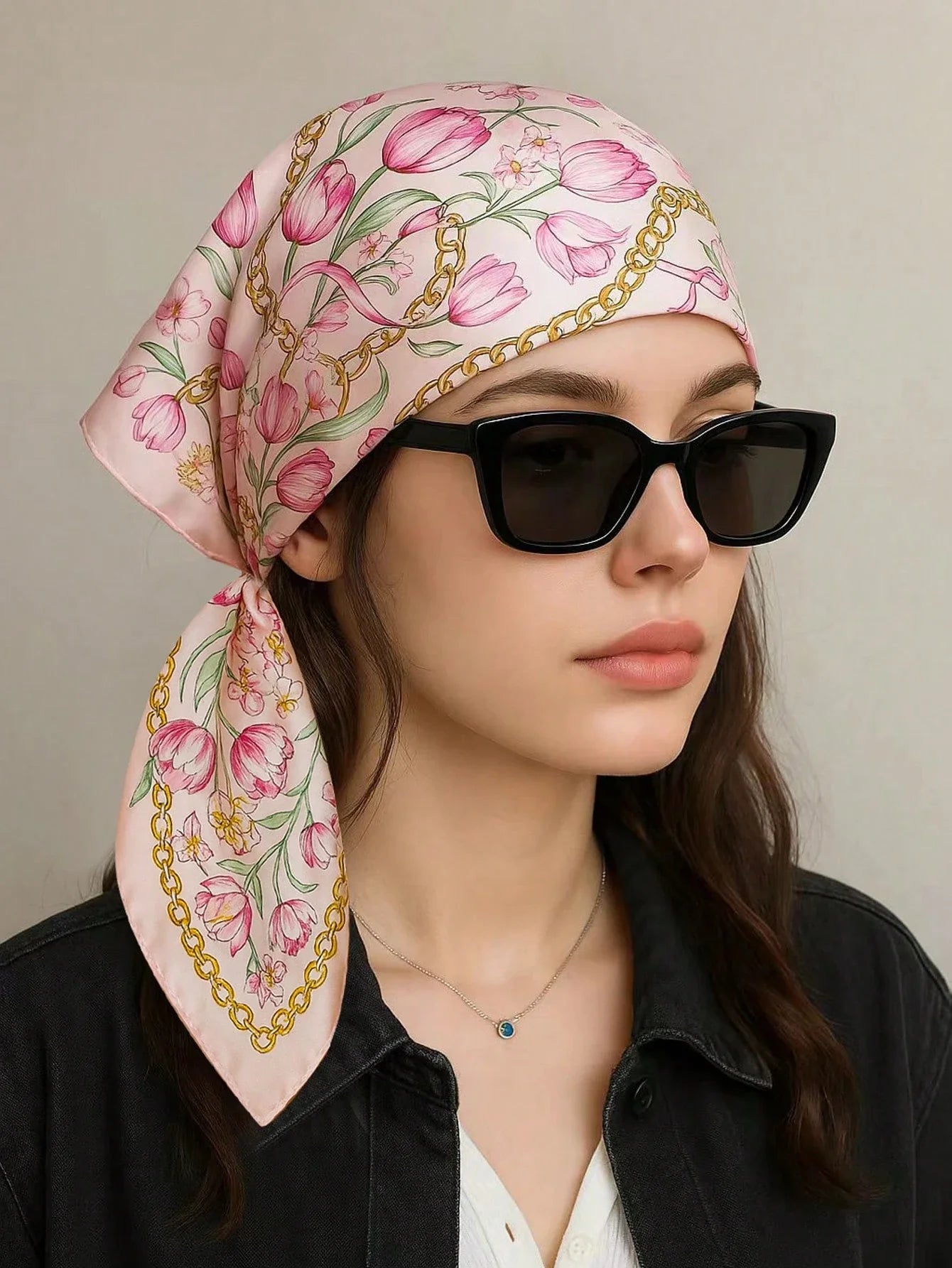 Square Silk Scarf With Lemon Print shein