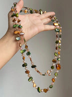 Bohemian Style Colorful Random Size Shell Beaded Sweater Chain Necklace shein