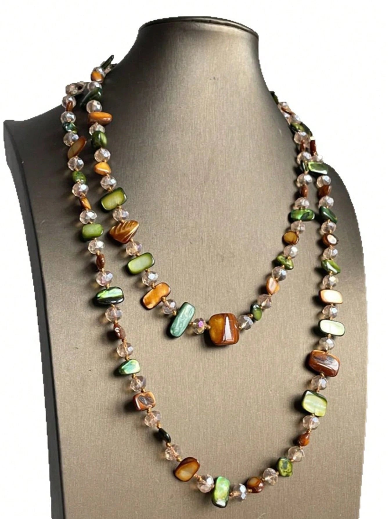 Bohemian Style Colorful Random Size Shell Beaded Sweater Chain Necklace shein