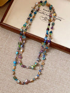 Bohemian Style Colorful Random Size Shell Beaded Sweater Chain Necklace shein