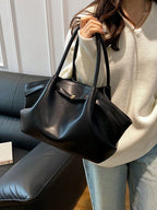 1 Pc Women's Large Capacity Handbag Vintage Lizard Texture PU Leather