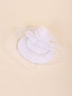 1pc Women Fashion Mesh Flower Decor Elegant Hat & 1Pair Full Finger Gloves shein
